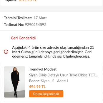 Yanlış Ve Eksik Ürün Gönderimi: Trendyolmilla'nın Sipariş Hatası