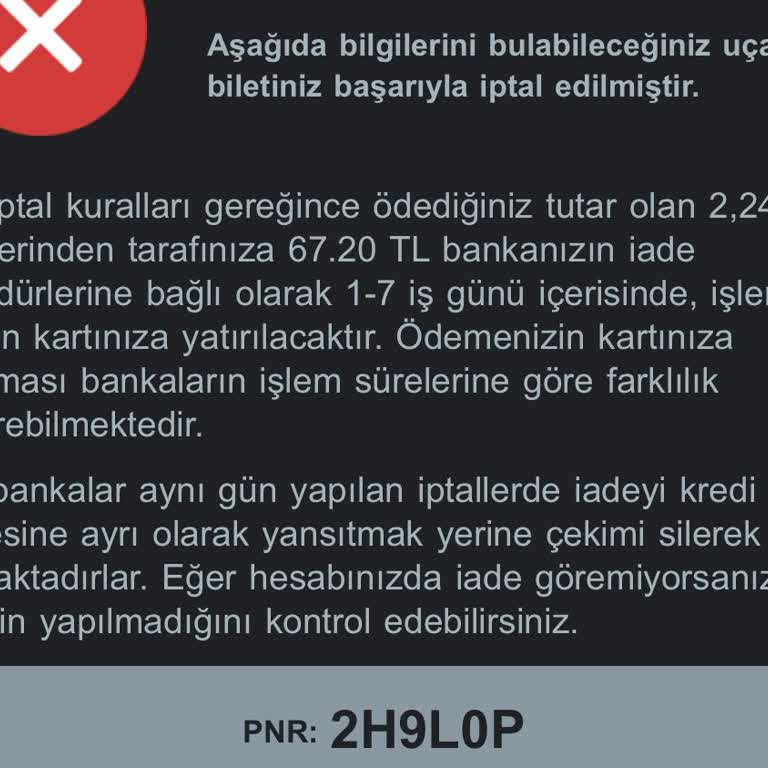 İptal Edilen Biletin Düşük İadesi Şaşırtıyor