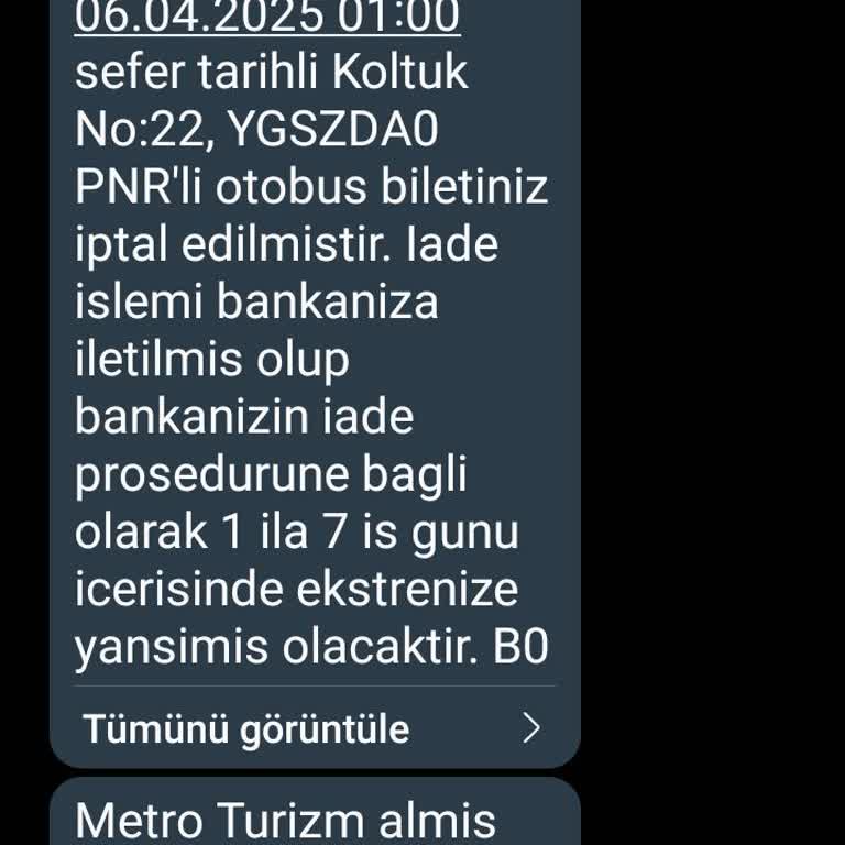 Metro Turizm Bilet İadesi Sorunu