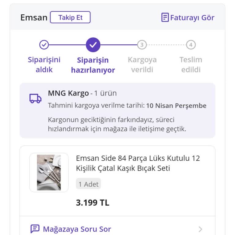 Emsan Mutfak Çatal Bıçak Seti Teslim Edilmiyor!