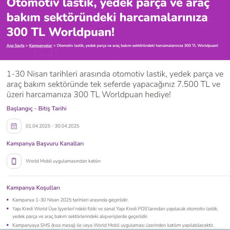Yapı Kredi World Mobil Kampanya Sorunu Ve Eksik Bilgilendirme