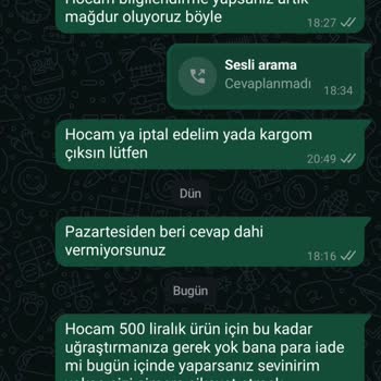 Gerusta'dan Eksik Sipariş Ve Cevapsız Bekleyiş