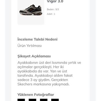 Skechers Ayakkabıda Beklenmedik Yırtılma Ve İlgisizlik