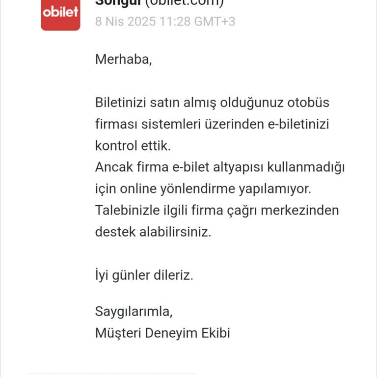 E-Bilet Altyapısı Eksikliği Ve Paramın İadesi