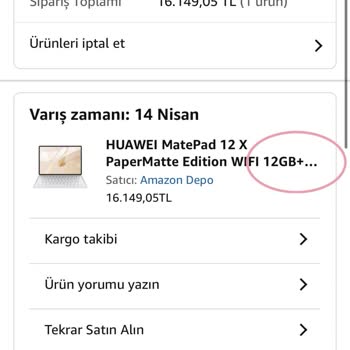 Yanlış Ürün Özellikleri: Huawei Tablet Siparişimde Sorun Yaşadım