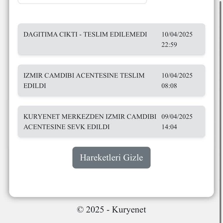 Kuryenet Çamdibi Şubesi'nin Yanıltıcı Teslimat Bildirimi Ve Sorumsuz Hizmeti