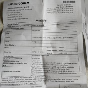 Mavi Ekran Sorunu Ve Yetersiz Servis Deneyimi