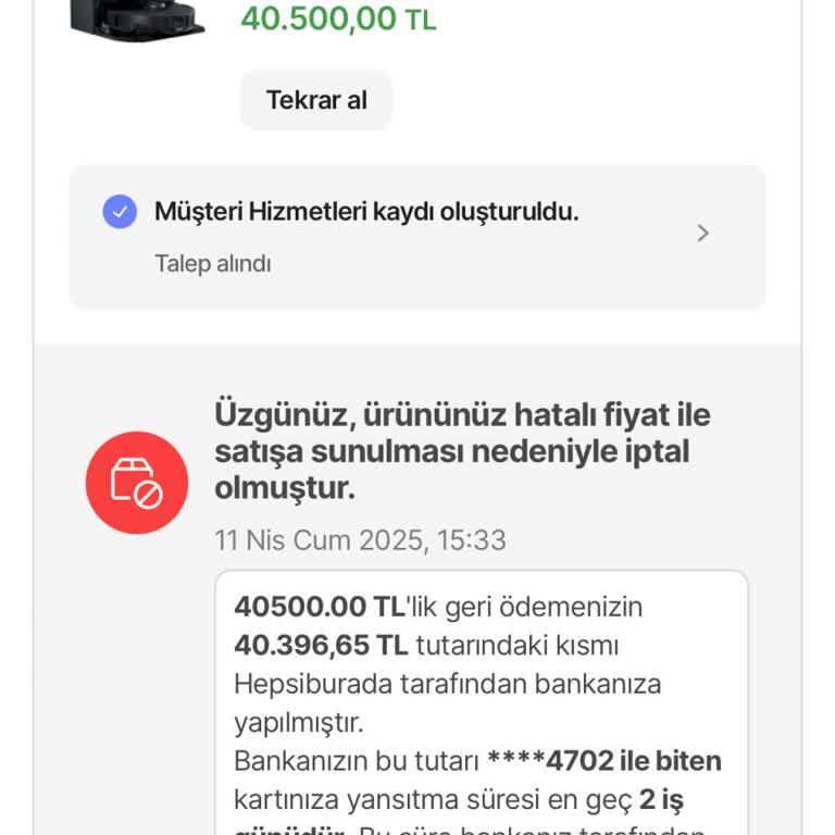 Yanlış Fiyat İddiasıyla İptal Edilen Sipariş Mağduriyeti