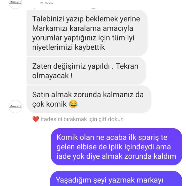 Mihrace Giyim'de Hayal Kırıklığı: Yanlış Beden Ve İlgisiz Müşteri Hizmetleri