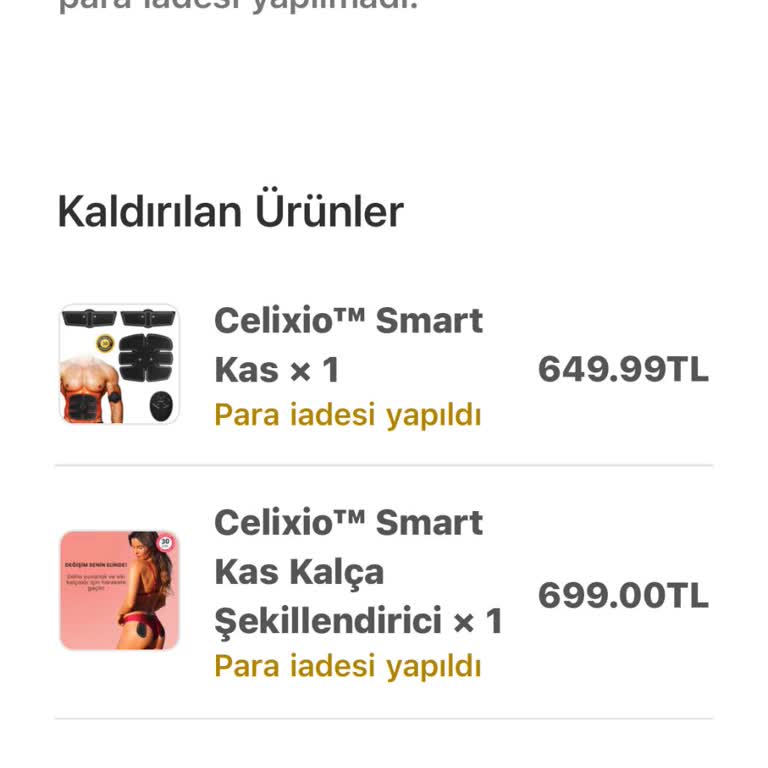 Celixio'dan Sipariş İptali Ve Geciken Para İadesi