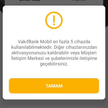 VakıfBank Mobil Uygulama Aktivasyon Sorunu: Cihaz Sınırı Uyarısı