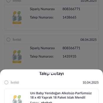Pazarama Ve Ebebek Arasında Kalan Islak Mendil Siparişi