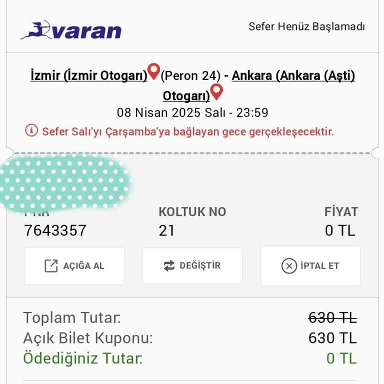Varan Turizm'in Yanlış Servis Bilgilendirmesi Mağduriyeti