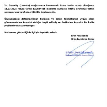 Lacoste Mağazasından Alınan Triko Tişörtün Kalite Sorunu