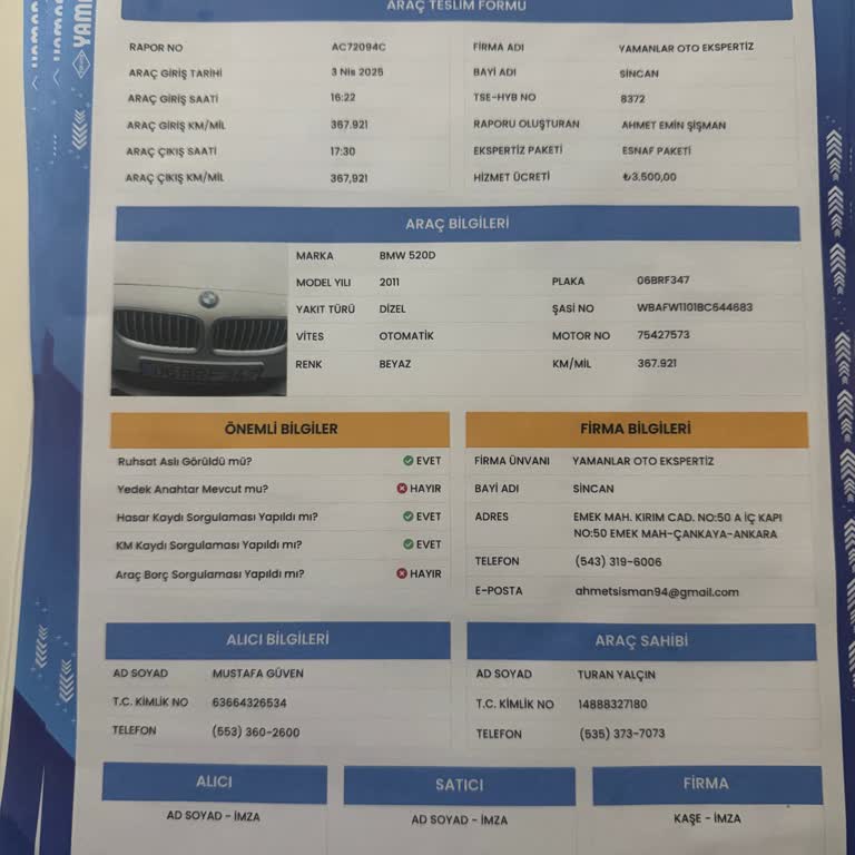 Ekspertiz Skandalı: Yapılmayan Testler Ve Kayıt Gizemi