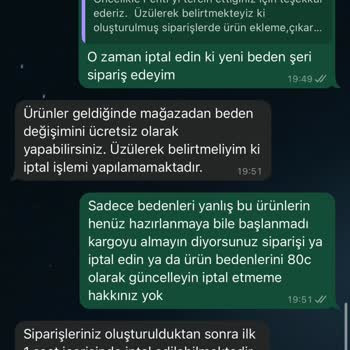 Yanlış Beden Siparişinde İptal Sorunu