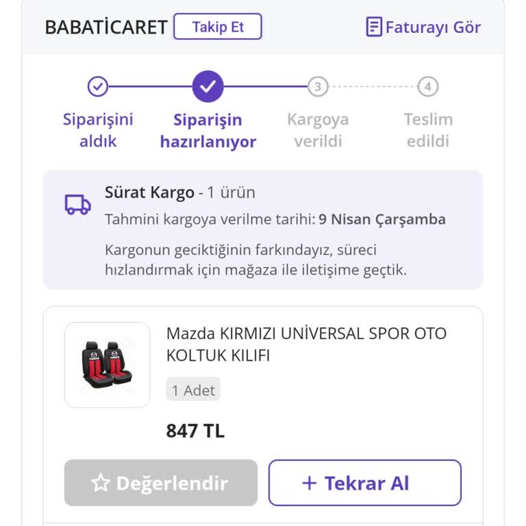 N11'den Aldığım Koltuk Kılıfı Kargolanmadı Mağdurum