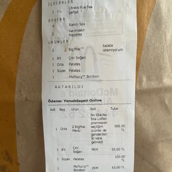 Eksik Ve Yanlış Sipariş Sorunu: McDonald's Şubesinden Gelen Hayal Kırıklığı