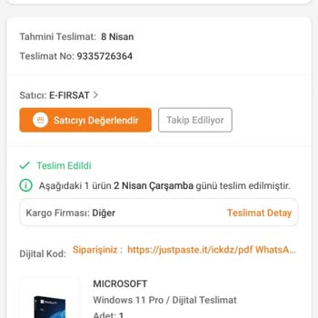 Trendyol Satıcısından Kullanılmış Windows11 Key Sorunu
