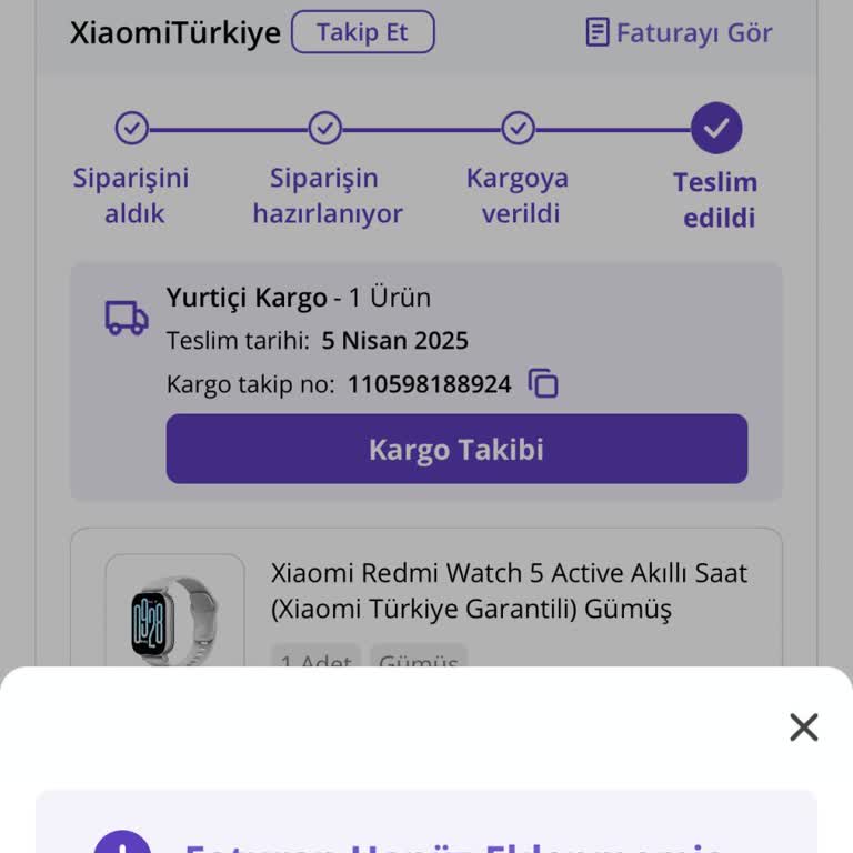 N11'den Alınan Akıllı Saatin Fatura Sorunu