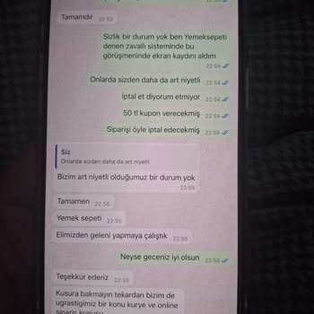 Yemeksepeti'nde Sipariş Sorunu Ve İade Talebi