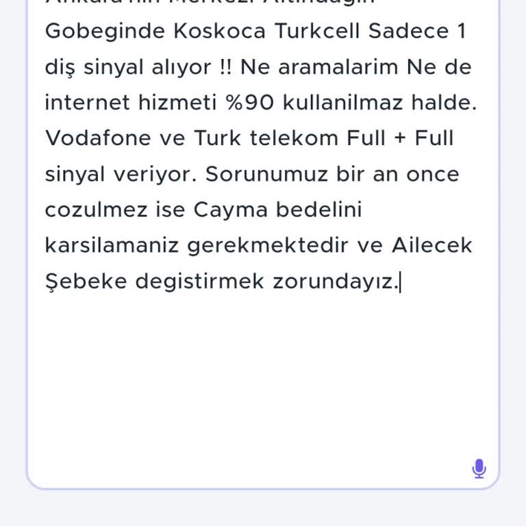 Ankara Altındağ'da Yetersiz Turkcell Sinyali