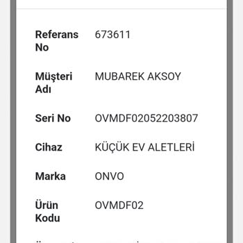 Onvo Mikrodalga Fırın Garanti Sorunu