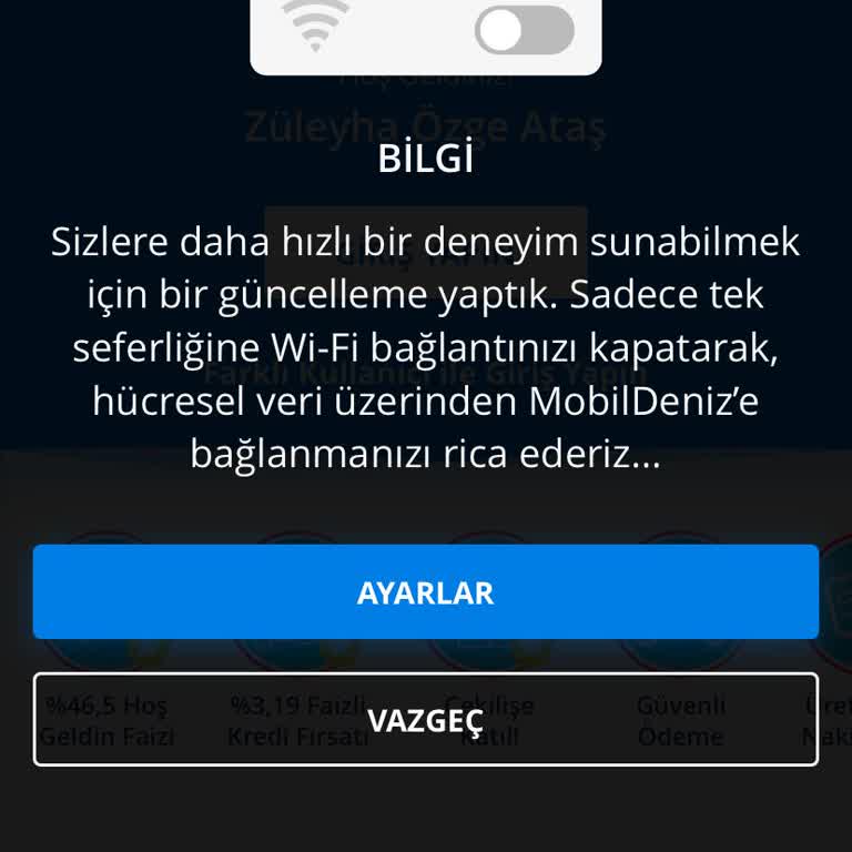 MobilDeniz Uygulamasında Wi-Fi Sorunu