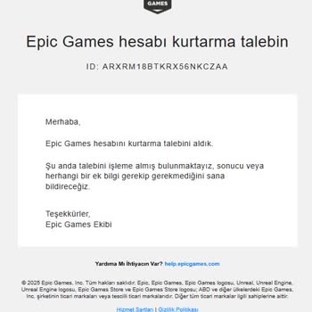 Epic Games Hesabımın Kurtarılamaması Ve Yanıt Eksikliği