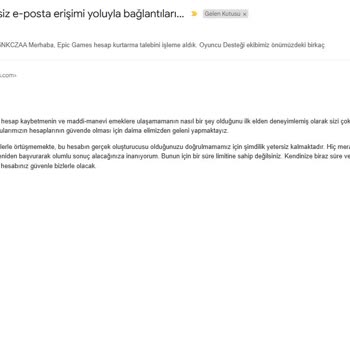 Epic Games Hesabımın Kurtarılamaması Ve Yanıt Eksikliği