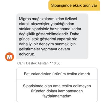 Eksik Ürün Teslimatı Ve Canlı Destek Sorunu