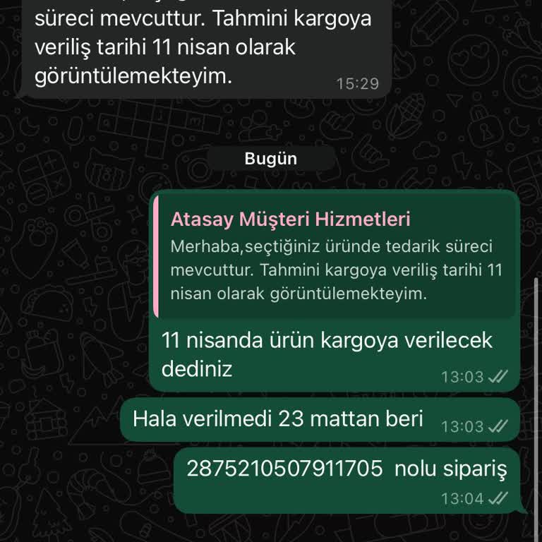 Siparişin Teslimatında Uzun Süreli Gecikme