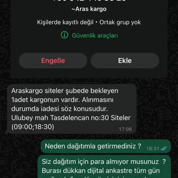 Aras Kargo'nun Yetkisiz Mesajları Ve Yanıltıcı Bilgilendirmesi