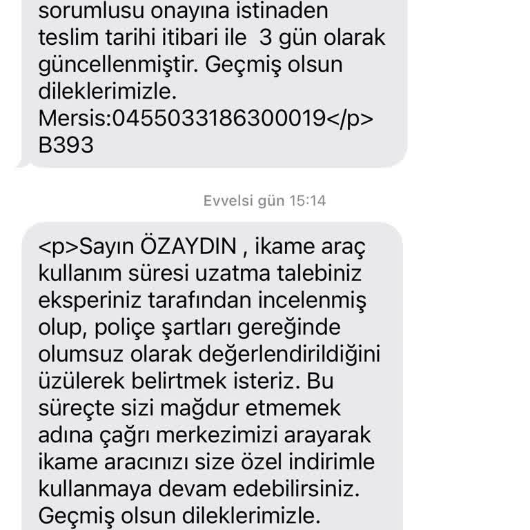 Neova Sigorta'dan Yetersiz İkame Araç Hizmeti