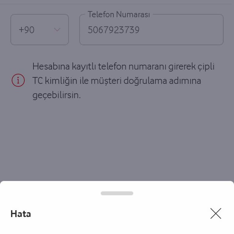 Vodafone Pay Hesap Erişim Sorunu