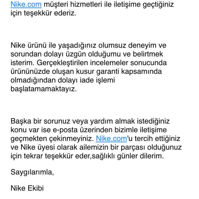 Nike Garanti Sürecinde Haksız İnceleme Mağduriyeti