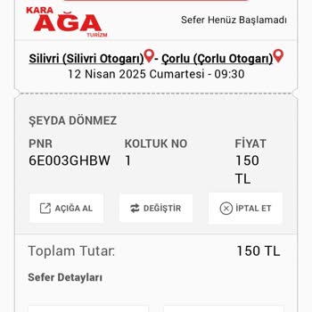 Kara Ağa Turizm Ve O-Bilet İle Yaşanan Mağduriyet