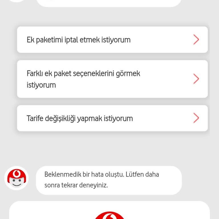 Vodafone Uygulamasında Ek Paket Alma Sorunu