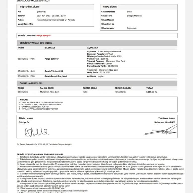 Teknik Servis Mağduriyeti: Parça Alındı, Hizmet Sağlanmadı
