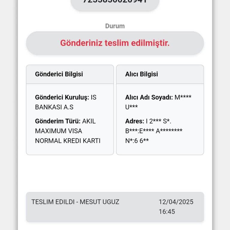 Yanlış Teslimatla Gelen Kredi Kartı Sorunu