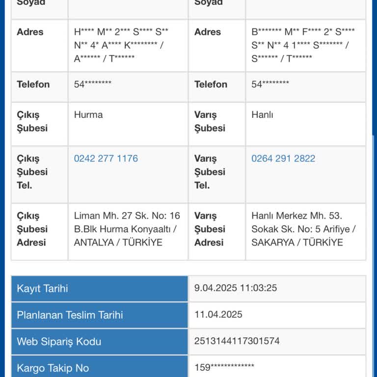 Sürat Kargo Hanlı Şubesi Teslimat Sorunu