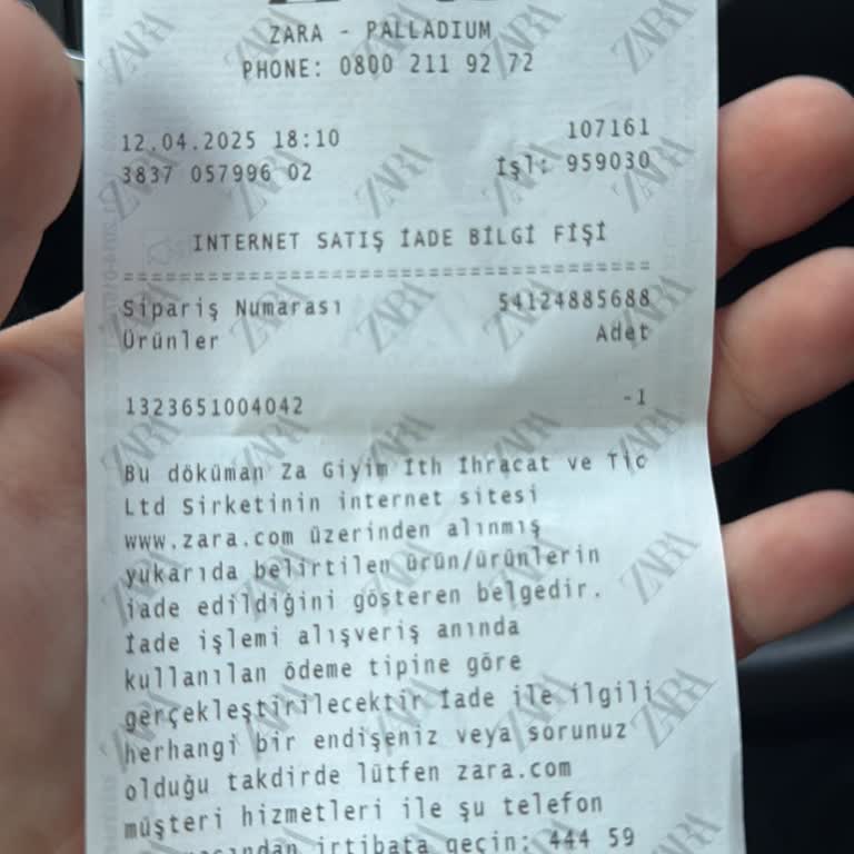 Zara'da İade Sürecinde Yaşanan Sorun