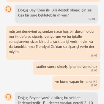 Trendyol GO Su Siparişi Mağduriyeti