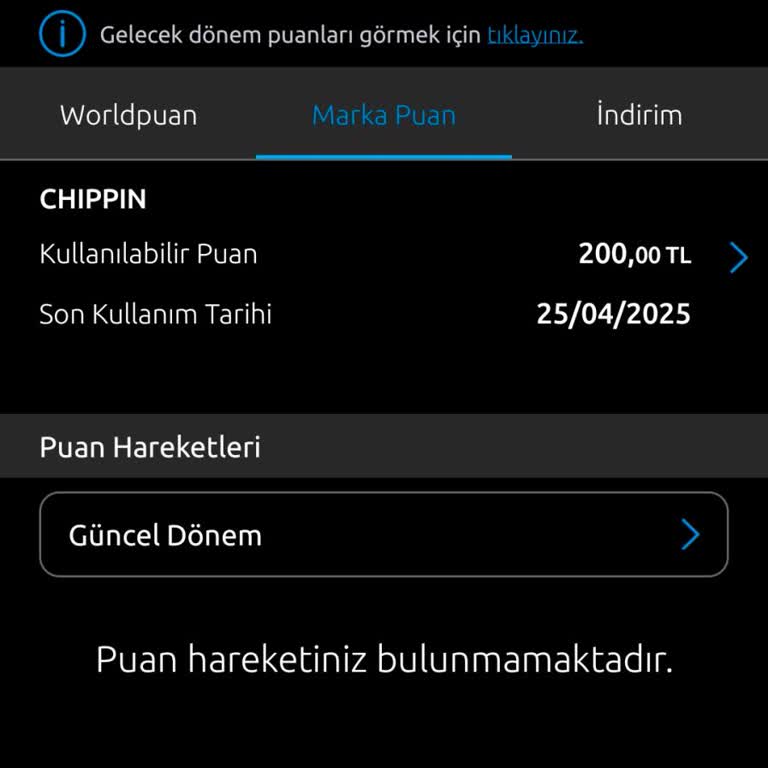 Chippin Uygulamasıyla Verilen Puanlar Kullanılamıyor