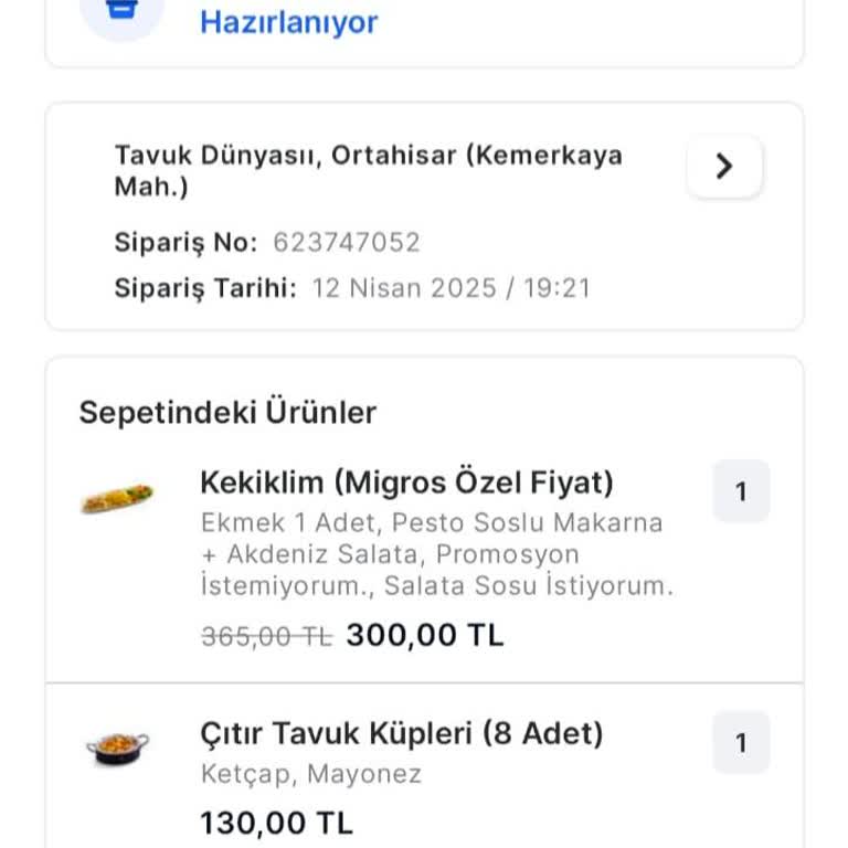 Tavuk Dünyası'ndan Bölge Dışı Sipariş İptali Şoku