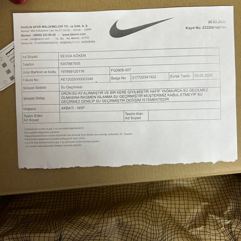 Nike Gora-tex Ayakkabılar Su Geçiriyor Ve İade Süreci Yavaş