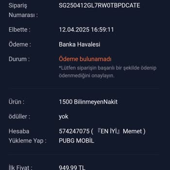 Yüklenen UC'nin Hesaba Geçmemesi Ve İade Talebi