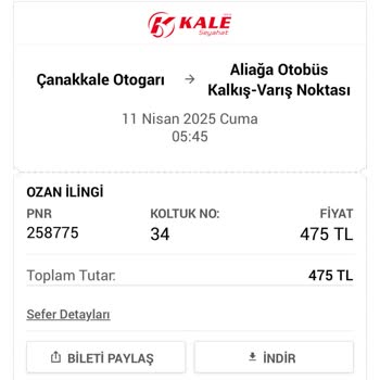 Kale Seyahat İptal Edilen Sefer Ve Obilet İletişim Sorunu