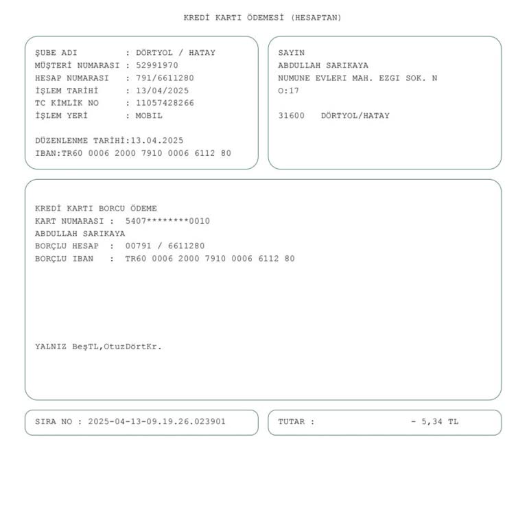 Kapattığım Kartta Sürekli Borç Bildirimi