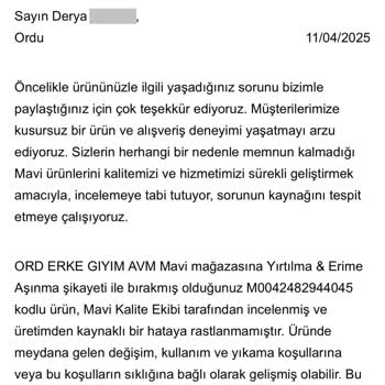 Mavi Pantolonlarda Kalite Sorunu Ve Garanti Reddi